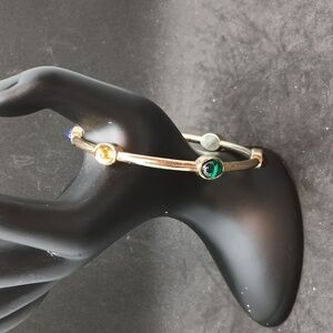 Vintage faux stone gold tone bangle bracelet